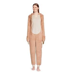 Celebrate Halloween Faux Fur Sloth Onesie Costume Size XS Brown 1/2 Zip Hooded